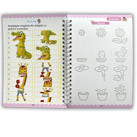 Set 4 Caiete Caligrafie + (2 pixuri, 16 Rezerve, 2 Suporti Scriere) in ROMÂNĂ [Editie FAMILY RON]