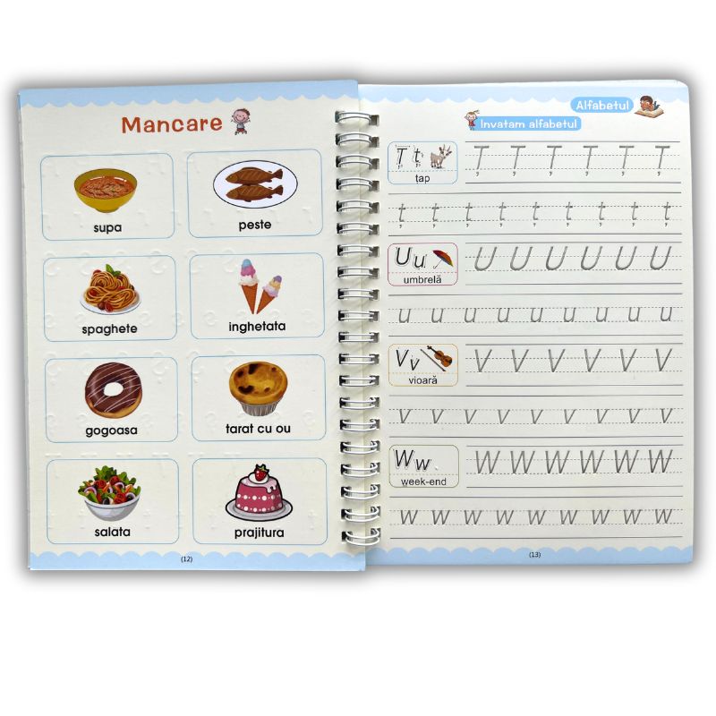 Set 4 Caiete Caligrafie + (2 pixuri, 16 Rezerve, 2 Suporti Scriere) in ROMÂNĂ [Editie FAMILY RON]