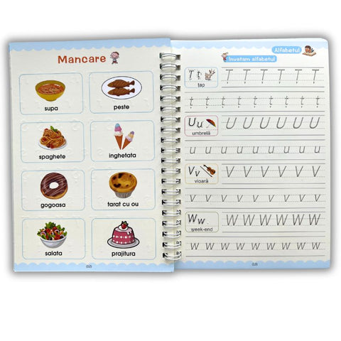 Set 4 Caiete Caligrafie + (2 pixuri, 16 Rezerve, 2 Suporti Scriere) in ROMÂNĂ [Editie FAMILY RON]